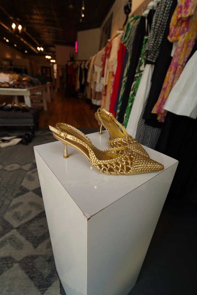 SIMKHAI Dylan Metallic Open Weave Slingback