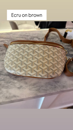 BROWN WITH ECRU UPCYCLED BELT BAG