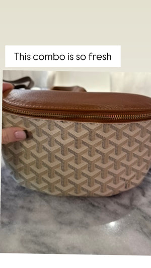 BROWN WITH ECRU UPCYCLED BELT BAG