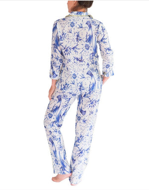 
            
                Load image into Gallery viewer, THE LAZY POET EMMA LINEN TROPICAL PARADISE BLUE PAJAMA SET
            
        