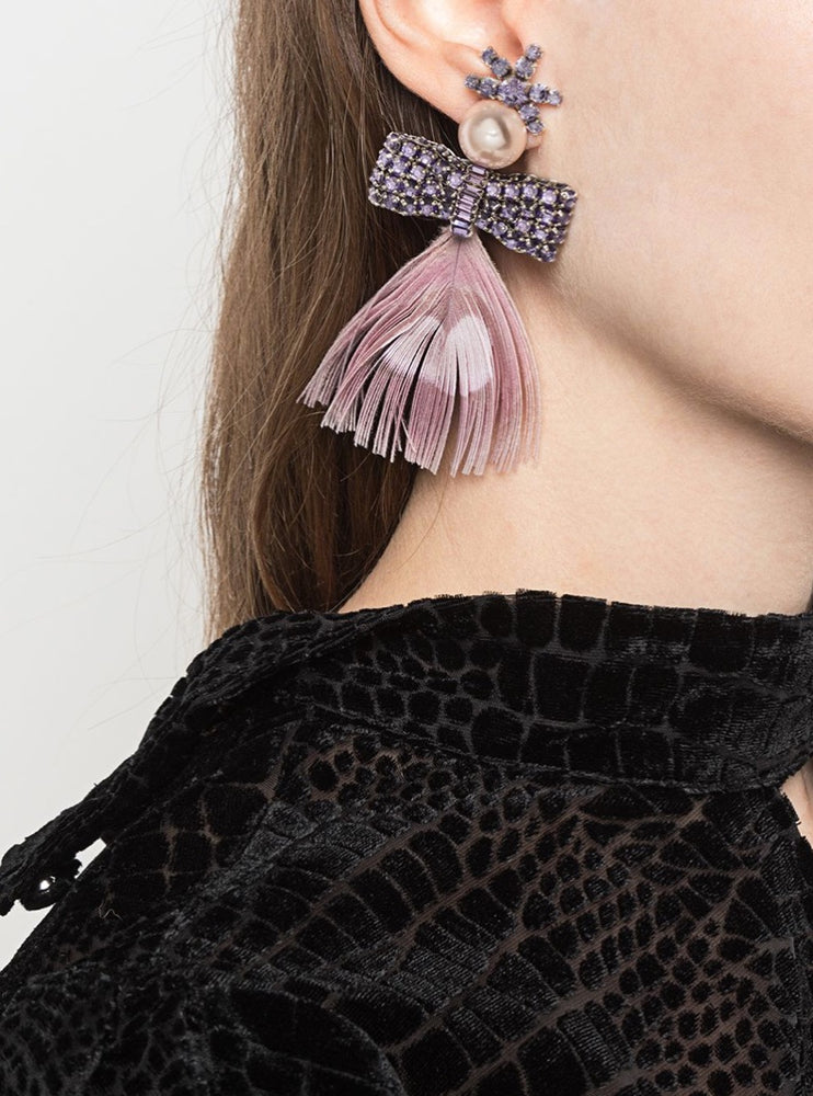 
            
                Load image into Gallery viewer, MIGNONNE GAVIGAN LUX PEACOCK BOW EARRINGS
            
        